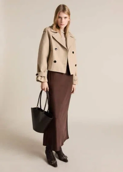 Mango Veste Marron Moyen - Femme - Xl -