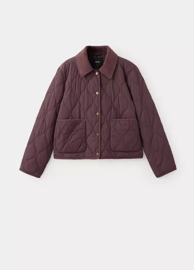 Mango Veste Matelassée Détails Velours Côtelé In Violet Clair/pastel