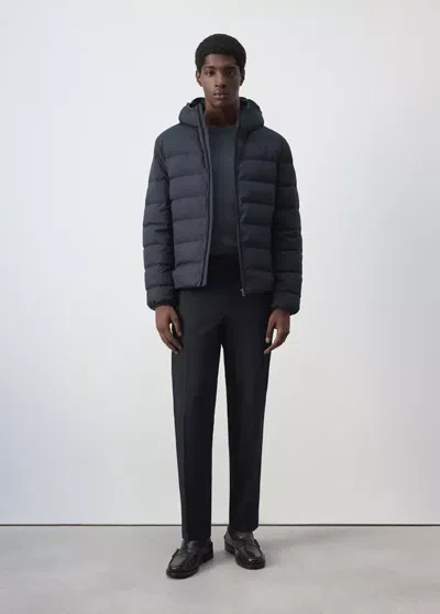 Mango Veste Matelassée Hydrofuge In Bleu Nuit