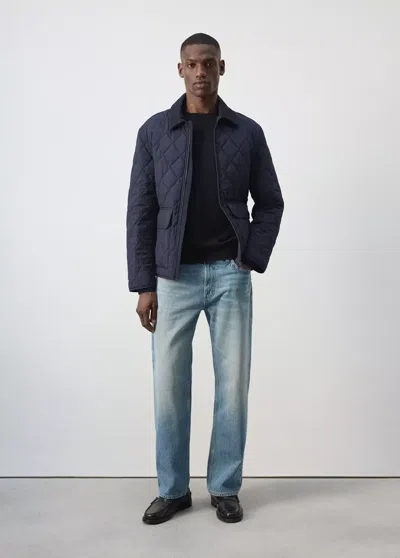 Mango Veste Matelassée Hydrofuge In Bleu Nuit