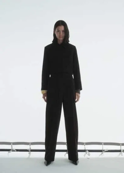 Mango Crop Lapel Suit Jacket Black