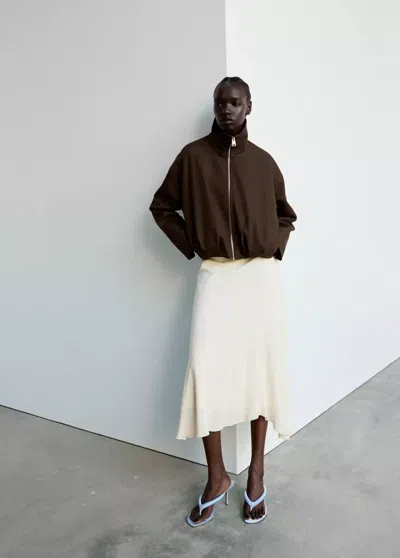 Mango Veste Oversize Col Cheminée In Chocolat