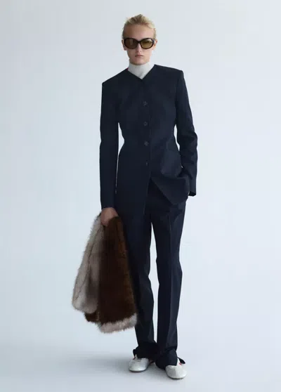 Mango Veste Pencil In Bleu Marine
