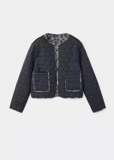 Mango Veste Réversible Matelassée Imprimée In Gris Anthracite