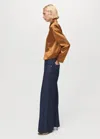 Mango Satin Jacket With Pockets Cognac In Brown