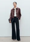 Mango Leather-effect Jacket With Pockets Maroon In Brown