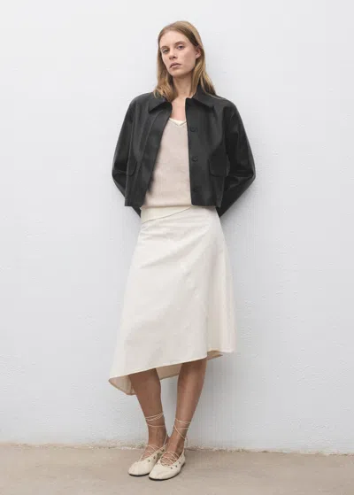 Mango Leather-effect Jacket With Pockets In Black