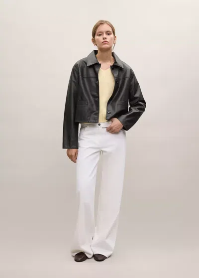 Mango Veste Similicuir Boutons In Marron
