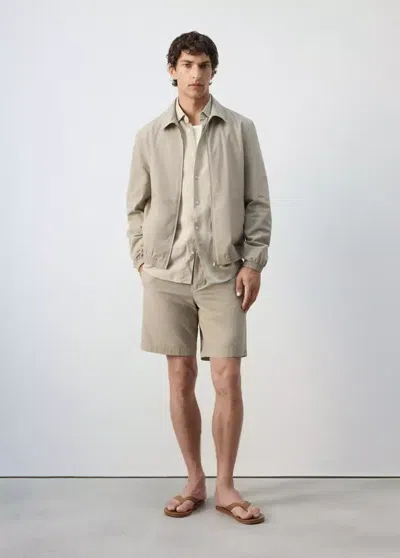Mango Veste Slim Fit 100 % Coton In Sand