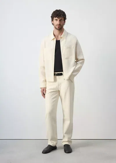 Mango Veste Slim Fit En Lin Et Poches In White