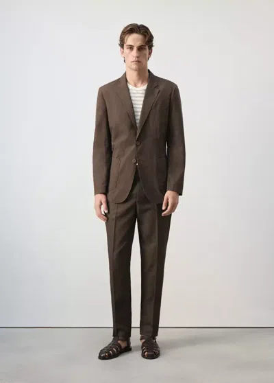 Mango Veste Slim Fit En Mélange De Coton Et De Lyocell In Brown