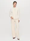 Mango Tweed Jacket With Frayed Ends Off White In White
