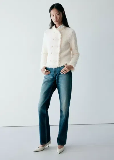 Mango Veste Tweed Double Boutonnage In Blue