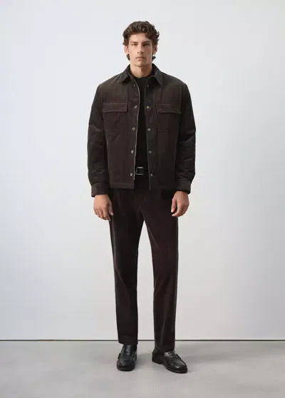 Mango Veste Velours Côtelé Poches In Brown