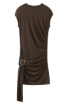 Mango Vestido Side Drape Top In Brown
