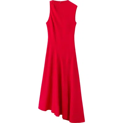 Mango Vestido Sleeveless Asymmetric Midi Dress In Red
