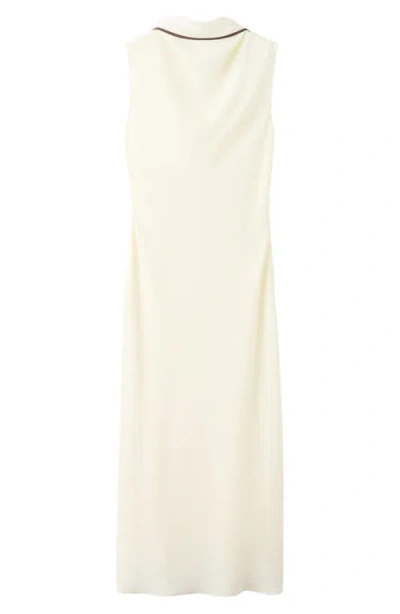 Mango Vestido Tie Back Sleeveless Midi Dress In White