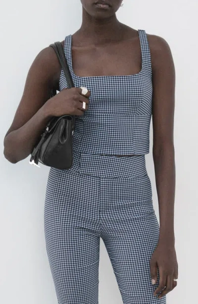 Mango Victoria Gingham Top In Blue
