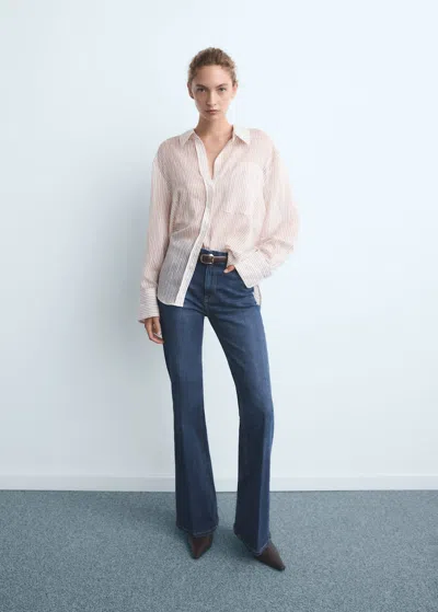 Mango Violet Flared High-rise Jeans Dark Blue