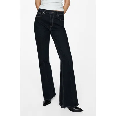 Mango Violet High Waist Flare Jeans In Open Blue
