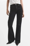 Mango Violet Flared High-rise Jeans Black Denim In Black
