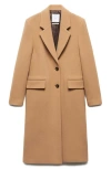 Mango Virgin Wool Blend Coat In Medium Brown