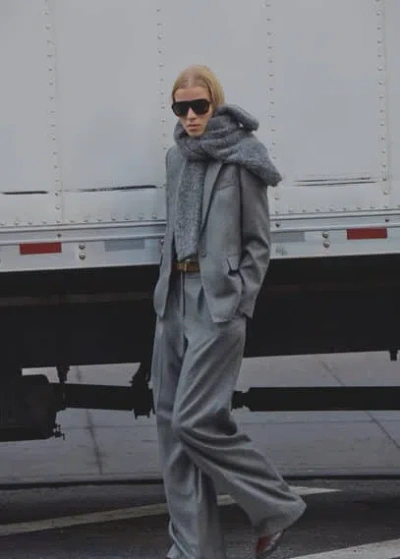 Mango Virgin Wool Suit Blazer Grey