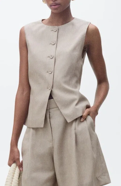 Mango Vivian Stripe Suit Vest In Brown