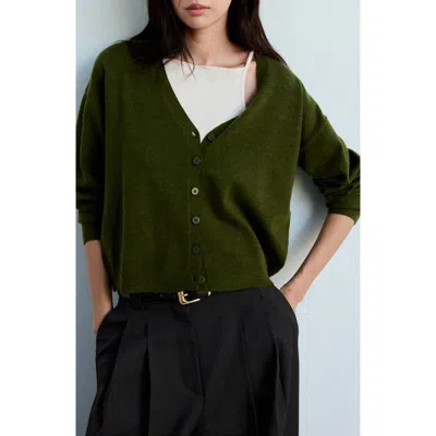 Mango V-neck Cardigan In Green
