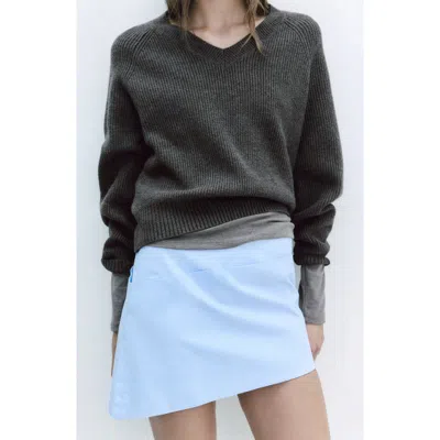 Mango V-neck Rib Sweater In Gray