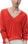 Mango V-neck Sweater In Orange