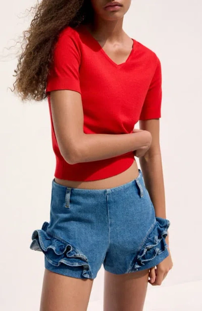 Mango V-neck Sweater In Red