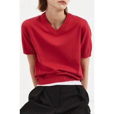 Mango V-neck Sweater In Red