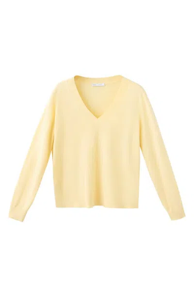 Mango V-neck Sweater In Yellow