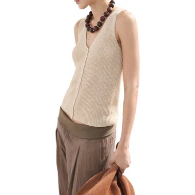 Mango V-neck Sweater Vest In Neutral
