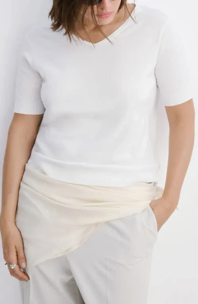 Mango V-neck Sweater In White