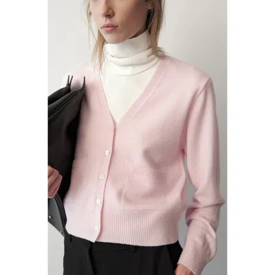 Mango V-neck Wool Cardigan In Pink