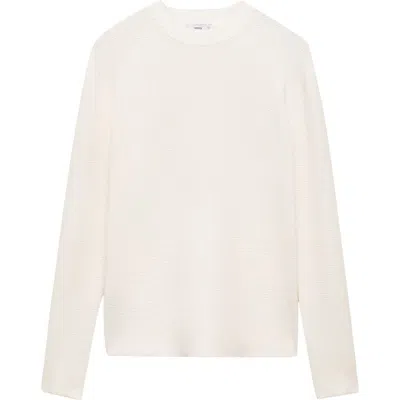 Mango Waffle Texture Crewneck Sweater In Off White