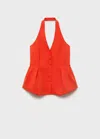 Mango Waistcoat Coral Red