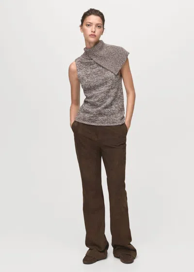 Mango Waistcoat With Mottled Wrap Collar Light/pastel Grey In Gray