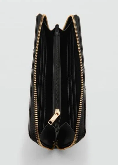 Mango Wallet With Decorative Stitching Black In Noir