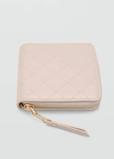 Mango Wallet With Decorative Stitching Off White