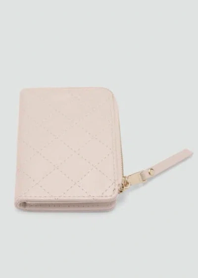 Mango Wallet With Decorative Stitching Off White