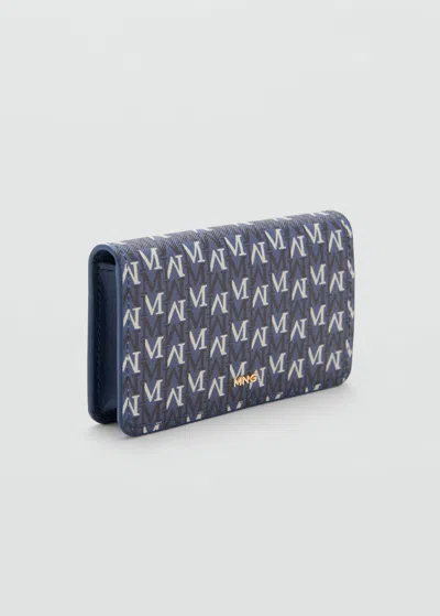 Mango Portefeuille Rabat Imprimé Et Logo Bleu Marine - Femme - Taille Unique -  In Blue