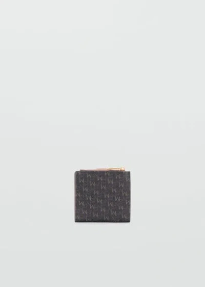 Mango Wallet With Printed Logo Brown