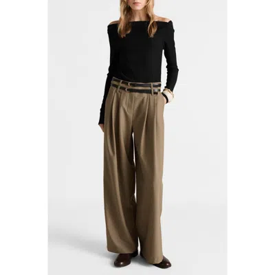 Mango Wallis Mixed Media Belted Jumpsuit In Black