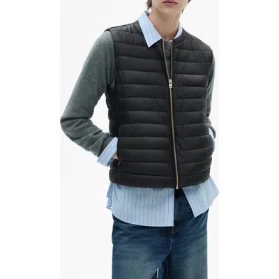 Mango Water Repellent Channel Quilted Vest In Black