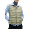 Mango Water Repellent Channel Quilted Vest In Pastel Green