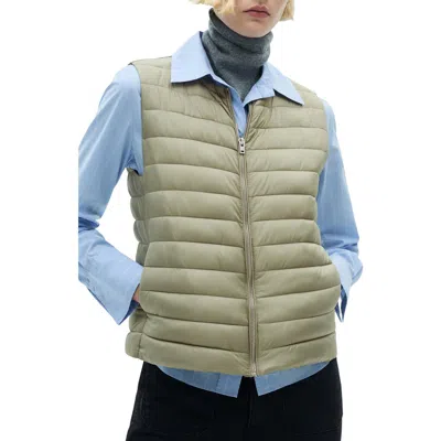 Mango Water Repellent Channel Quilted Vest In Pastel Green