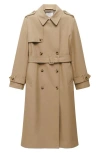 Mango Water Repellent Double Breasted Trench Coat In Light Beige
